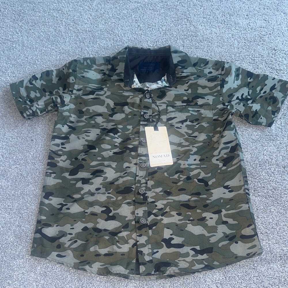 Nomad Kid’s Green Camo Button Down Shirt